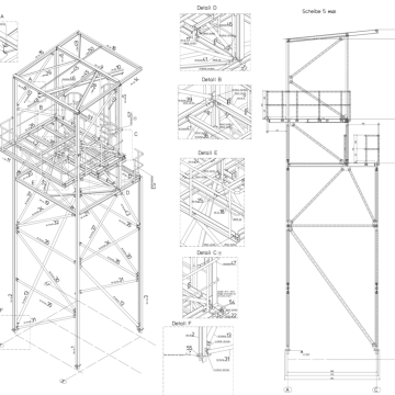 Redirecting tower with loading bridge by open-cast mining Nochten